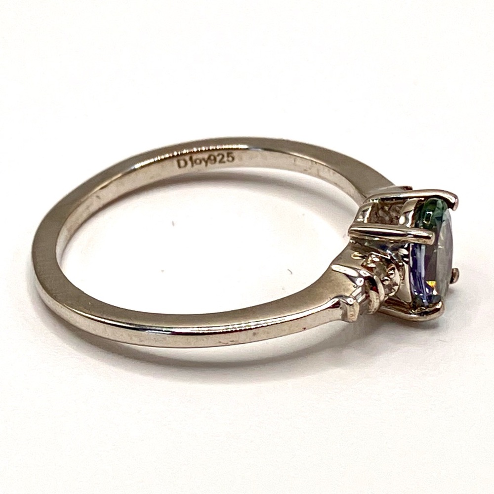 Peacock Tanzanite Ring, Natural Diamond accents in Platinum over Sterling Silver - Picture 4 of 13